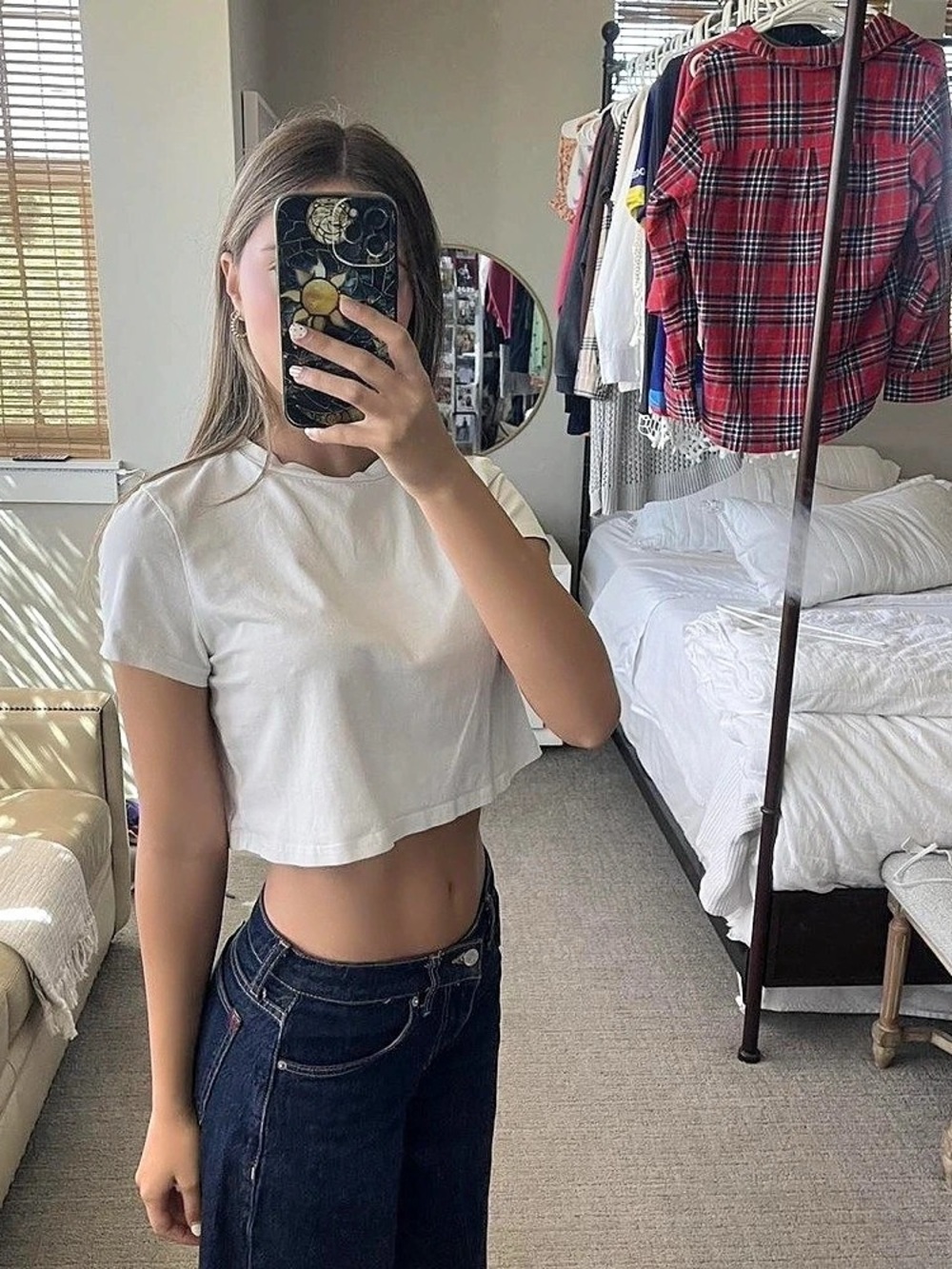 White Short Sleeve Crop Top Like New